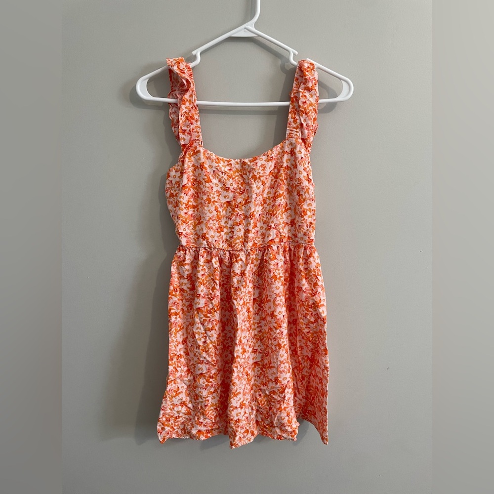 Lush Orange and Cream Floral Dress